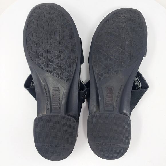 Munro Jody Slide Sandals Women 10.5M Black Nubuck Leather Silver Accent m490686 - Picture 11 of 13